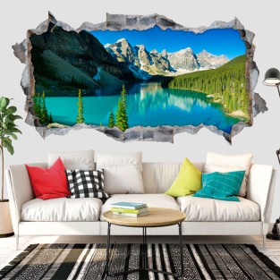 Vinilos agujero 3d panorámica lago moraine canadá