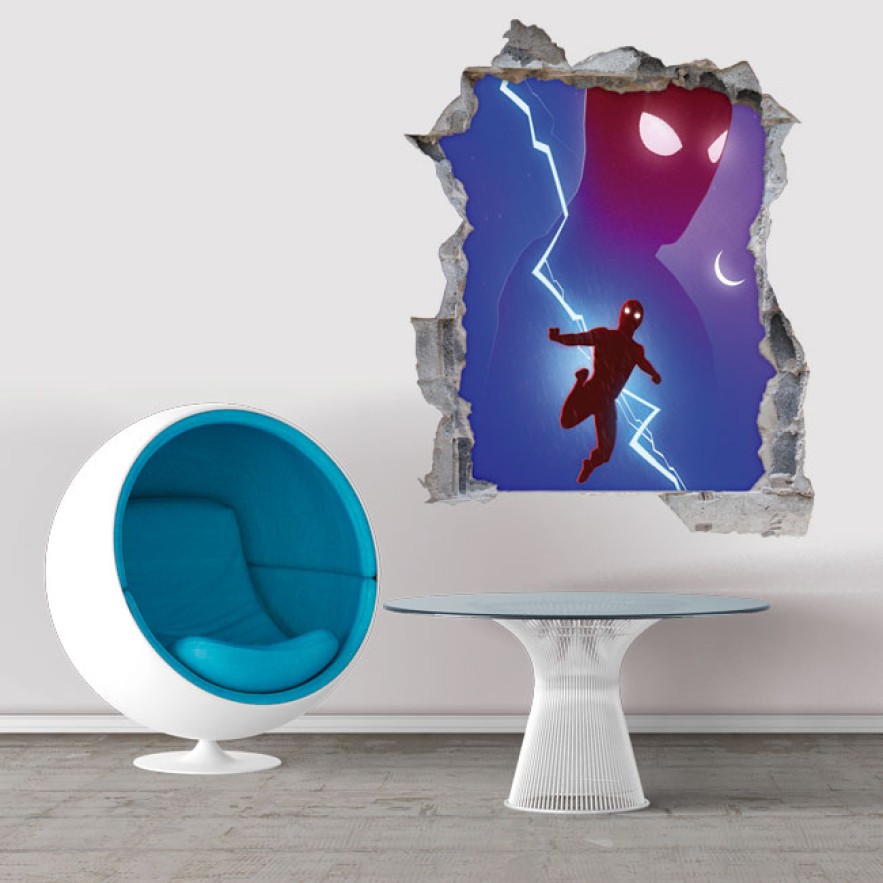 Vinilos agujero 3d ilustración spider man no way home