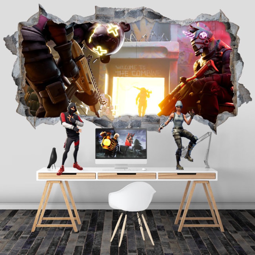 Vinilos agujero 3d pelea videojuego fortnite