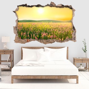 Vinilos agujero3d flores en el campo al atardecer Vinilos agujero3d flores en el campo al atardecer