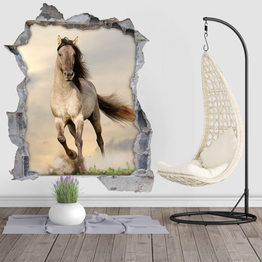 Vinilo agujero pared 3d caballo
