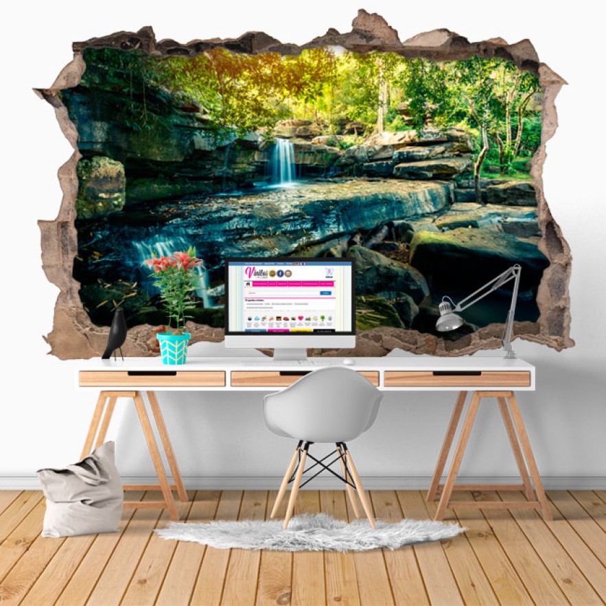 Vinilos agujero3d cascada naturaleza
