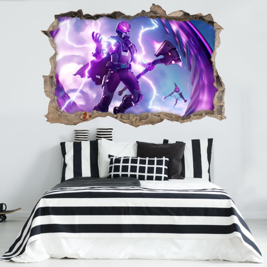 Vinilo agujero 3d pared fortnite
