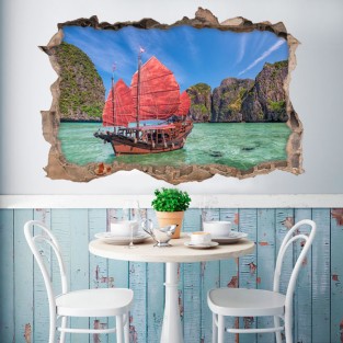 Vinilos agujero 3d paisaje playa railay tailandia Vinilos agujero 3d paisaje playa railay tailandia