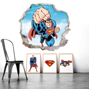 Vinilos agujero 3d superman Vinilos agujero 3d superman