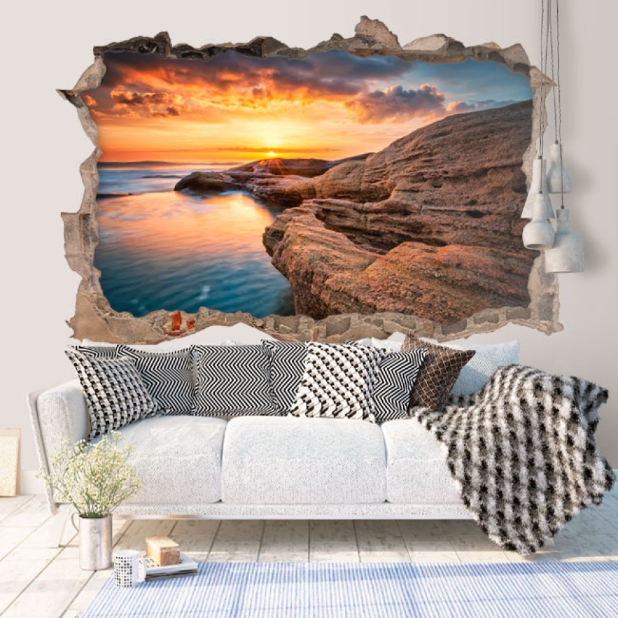 Vinilo agujero 3d amanecer en el mar negro bulgaria