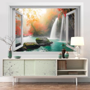 Vinilos efecto ventana 3d cascadas heo suwat
