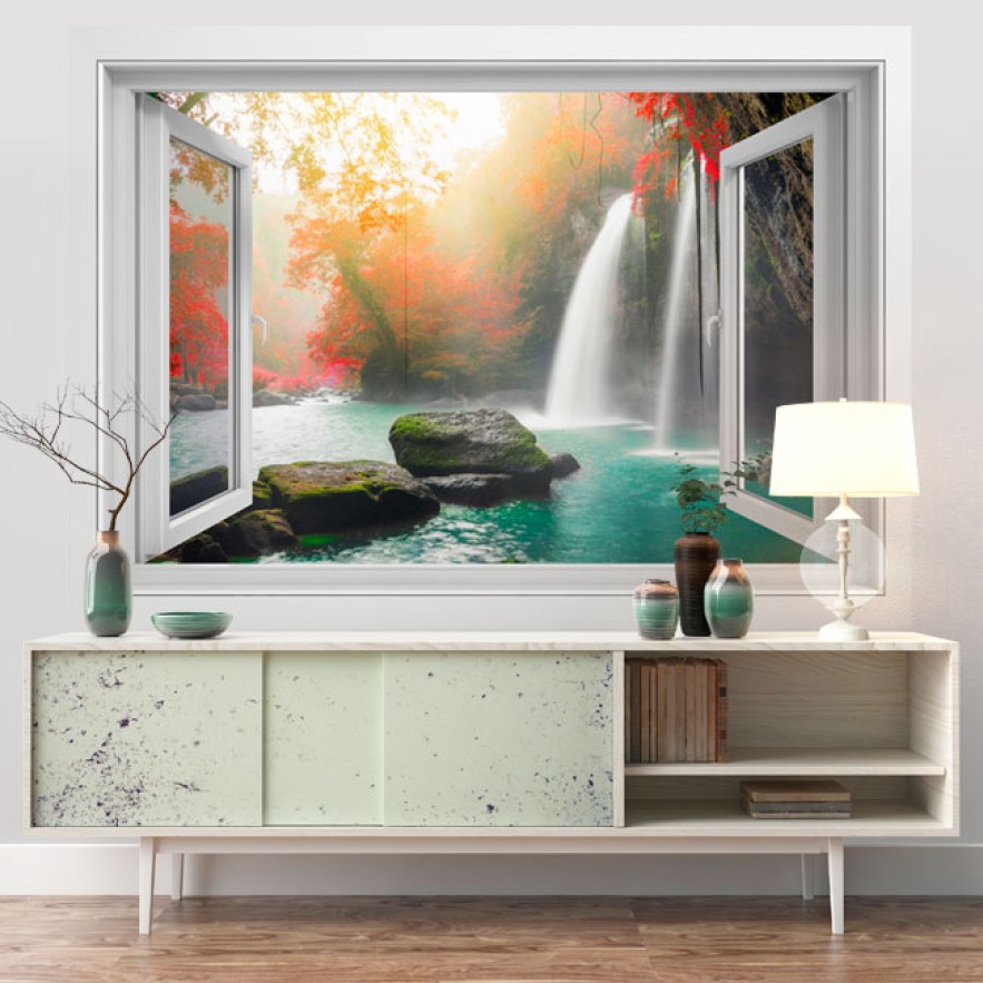 Vinilos efecto ventana 3d cascadas heo suwat