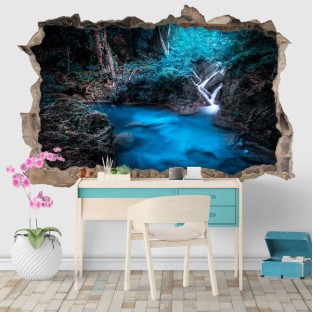 Vinilos agujero 3d cascadas tailandia parque nacional kanchanaburi