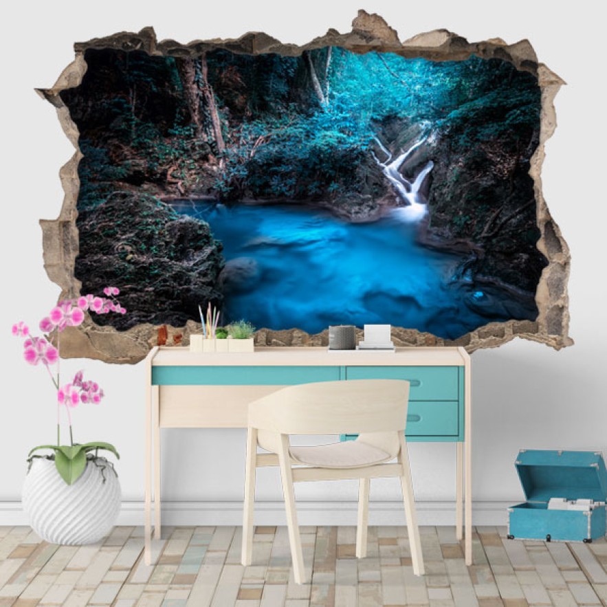Vinilos agujero 3d cascadas tailandia parque nacional kanchanaburi