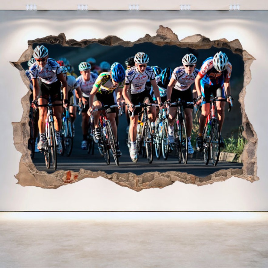 Vinilos agujero 3d deportistas ciclismo