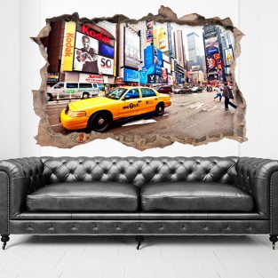 Vinilos agujero 3d ciudad de nueva york taxi