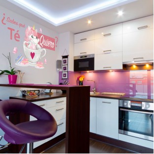 Vinilos decoración cocinas unicornio con frase cariñosa Vinilos decoración cocinas unicornio con frase cariñosa