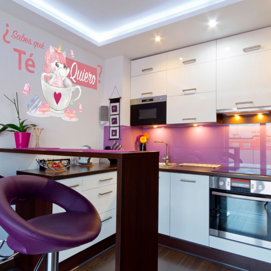 Vinilos decoración cocinas unicornio con frase cariñosa