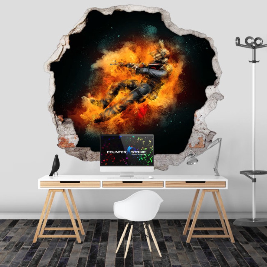 Vinilo counter strike cs go agujero 3d