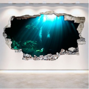 Vinilos agujero 3d buceo cuevas submarinas Vinilos agujero 3d buceo cuevas submarinas