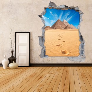 Vinilos agujero 3d paisaje pirámides de guiza
