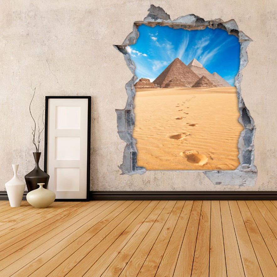 Vinilos agujero 3d paisaje pirámides de guiza