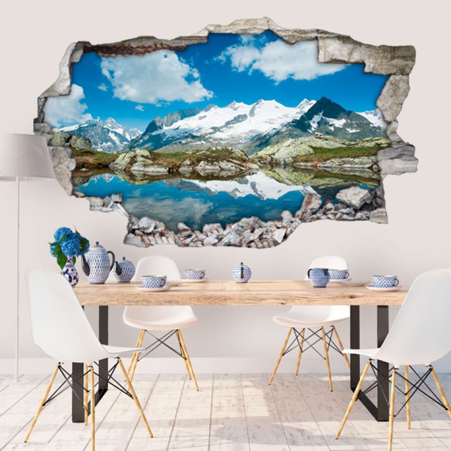 Vinilos agujero 3d alpes suizos