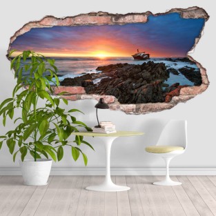 Vinilo agujero pared 3d atardecer cabo de las agujas