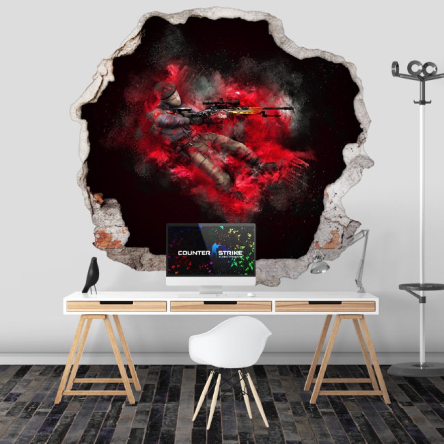 Vinilo decorativo counter strike cs go 3d