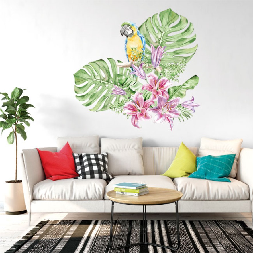 Vinilos decorativosd loros y flores en acuarela