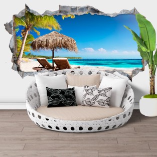 Vinilos agujero 3d paisaje playa isla tropical Vinilos agujero 3d paisaje playa isla tropical