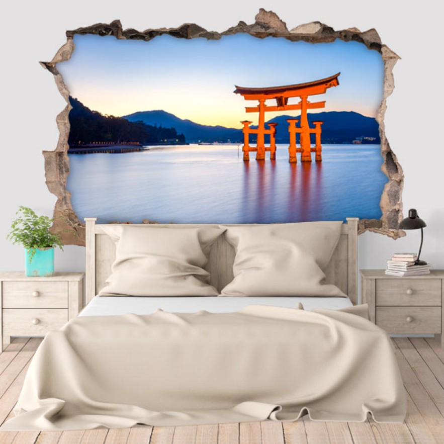 Vinilos agujero 3d puerta torii