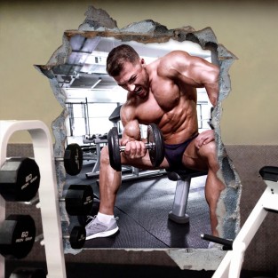 Vinilos agujero 3d decoración gimnasios fitness