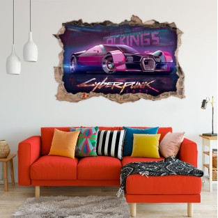 Vinilo agujero 3d coche futurista cyberpunk 2077 Vinilo agujero 3d coche futurista cyberpunk 2077