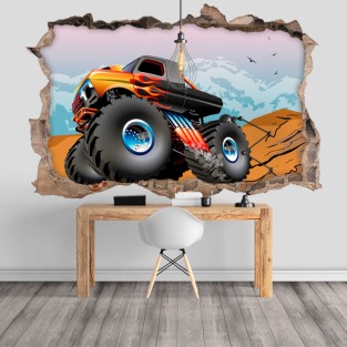 Vinilos decorativos agujero 3d monster truck bigfoot Vinilos decorativos agujero 3d monster truck bigfoot