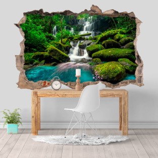 Vinilos agujeros 3d cascadas en la selva
