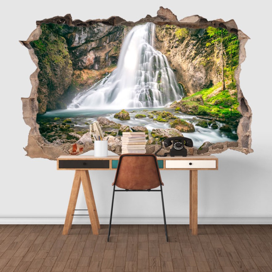 Vinilos decorativos agujero 3d cascadas montaña