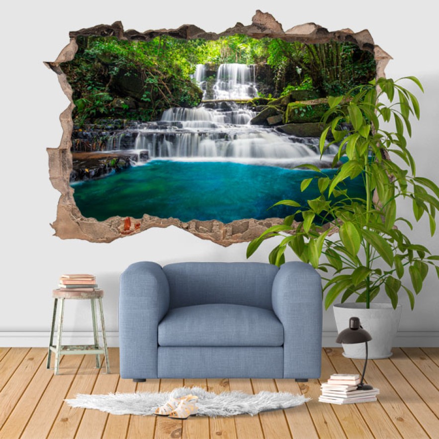 Vinilos agujeros 3d cascadas naturaleza