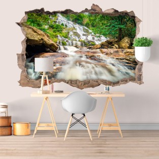 Vinilos agujeros 3d cascadas bosque tropical