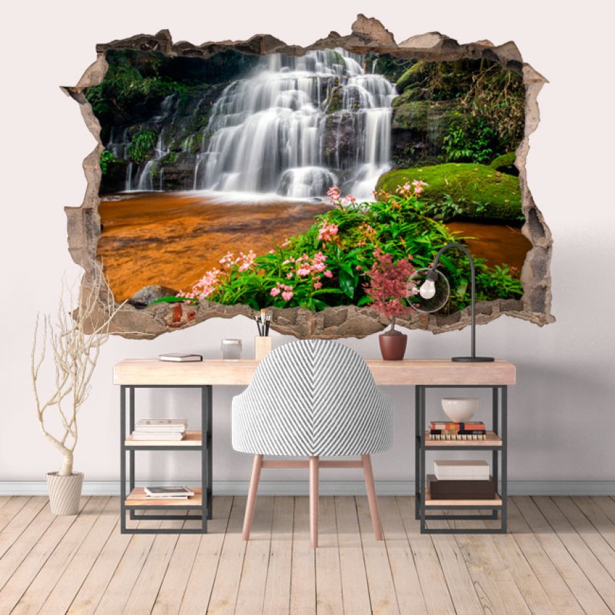 Vinilos agujeros 3d cascadas y naturaleza