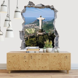 Vinilos agujeros 3d cristo redentor Vinilos agujeros 3d cristo redentor