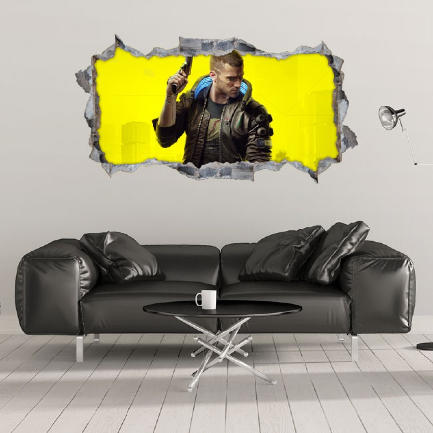 Vinilos agujero 3d personaje cyberpunk 2077
