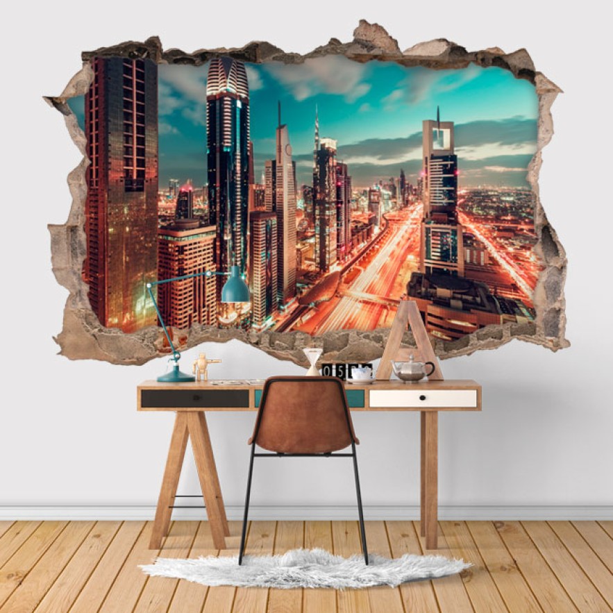 Vinilos agujeros 3d dubai ciudad