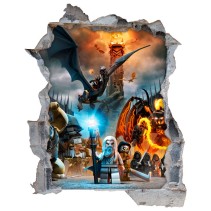 Vinilo decorativo agujero 3d videojuego el señor de los anillos lego