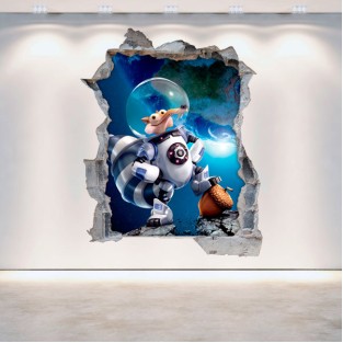 Vinilos decorativos agujero 3d ice age 5 scrat Vinilos decorativos agujero 3d ice age 5 scrat