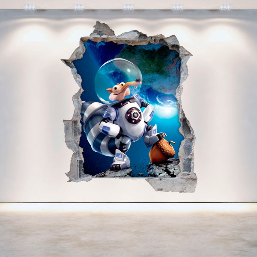 Vinilos decorativos agujero 3d ice age 5 scrat