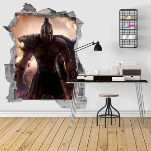 Vinilos agujero 3d ilustración guerrero espartano