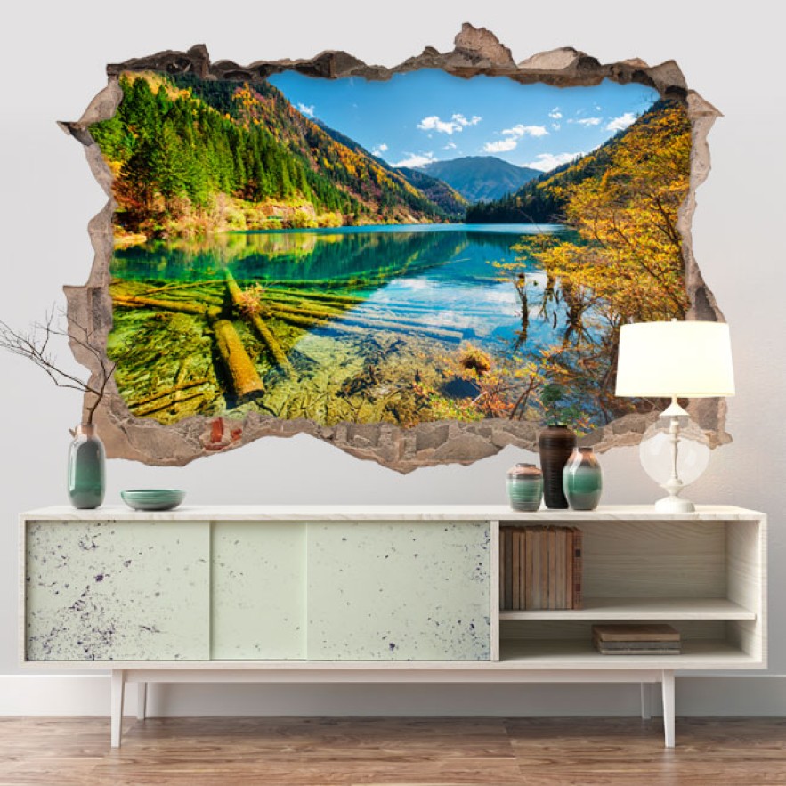 Vinilos agujeros 3d lago bamboo canadá