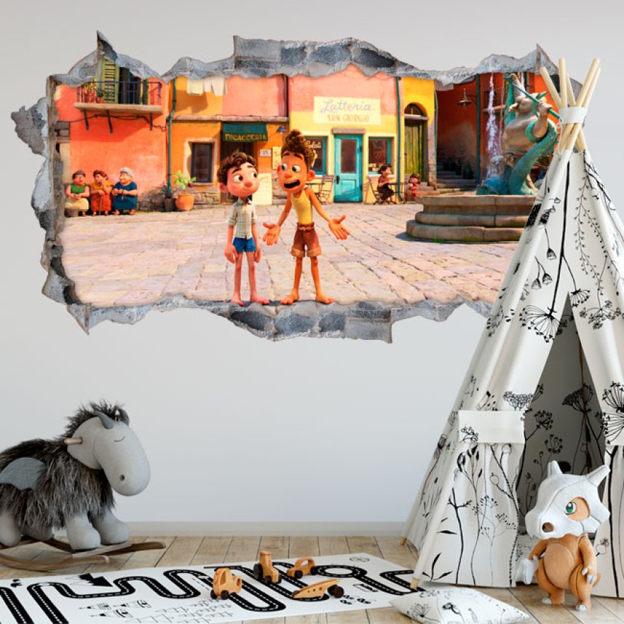 Vinilos infantiles agujero 3d película luca disney pixar