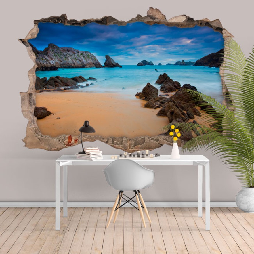 Vinilos agujero 3d mar y playa