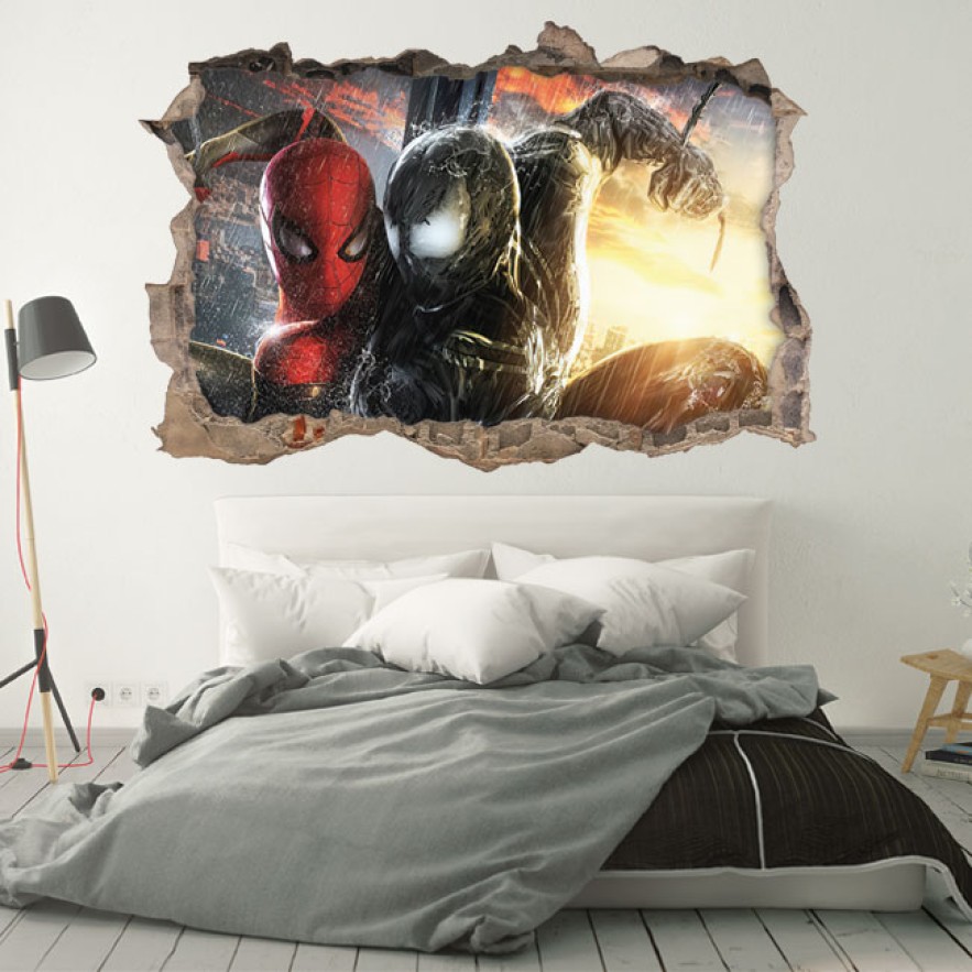 Vinilosy pegatinas agujero 3d marvel spiderman y venom