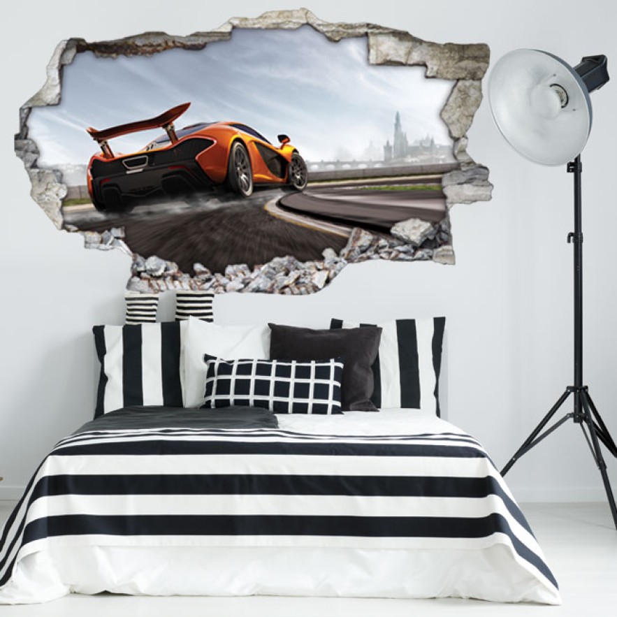 Vinilo decorativo agujero 3d mclaren p1 videojuego forza motorsport