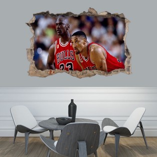 Vinilos agujeros 3d michael jordan scottie pippen chicago