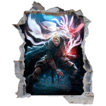 Vinilo decorativo agujero 3d videojuego nioh